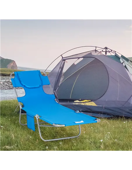 Outsunny Foldable Sun Lounger with Reading Hole - Blue