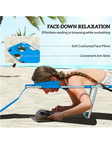 Outsunny Foldable Sun Lounger with Reading Hole - Blue
