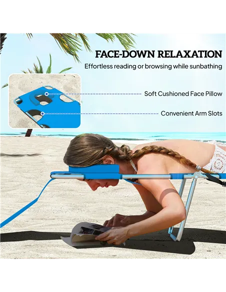 Outsunny Foldable Sun Lounger with Reading Hole - Blue