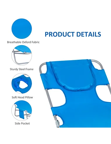 Outsunny Foldable Sun Lounger with Reading Hole - Blue