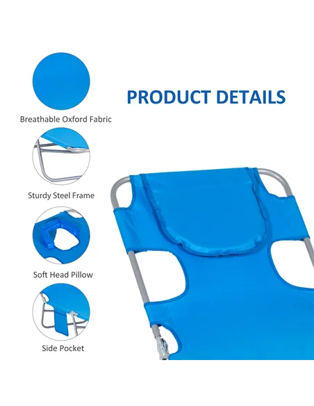 Outsunny Foldable Sun Lounger with Reading Hole - Blue
