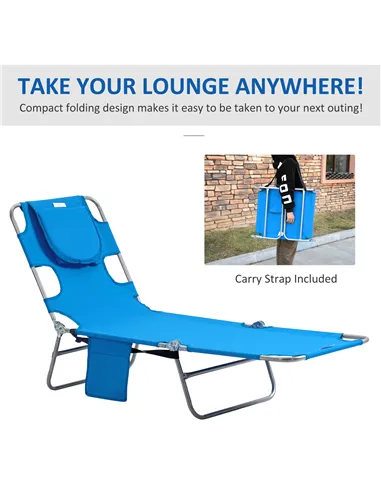 Outsunny Foldable Sun Lounger with Reading Hole - Blue