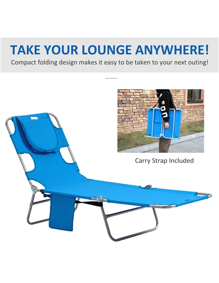 Outsunny Foldable Sun Lounger with Reading Hole - Blue