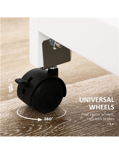 HOMCOM Compact Kitchen Trolley Utility Cart on Wheels with Wine Rack, Drawer, Open Shelf and Storage Cabinet for Dining Room, Wh