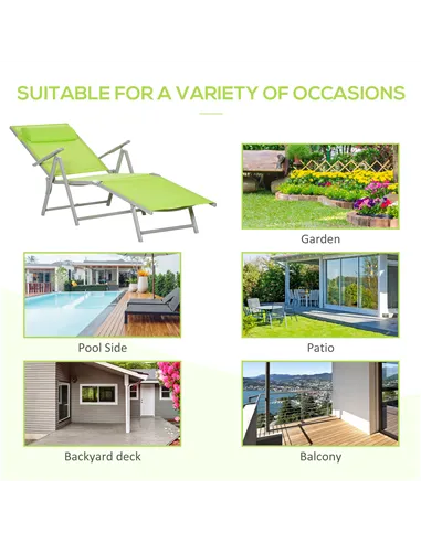 Outsunny Folding Sun Lounger, Outdoor Chaise Lounge Recliner with Pillow and 7 Adjustable Backrest for Lawn, Garden