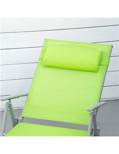 Outsunny Folding Sun Lounger, Outdoor Chaise Lounge Recliner with Pillow and 7 Adjustable Backrest for Lawn, Garden