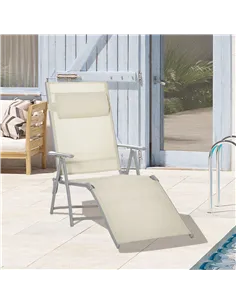 Outsunny Steel Fabric Sun Lounger Outdoor Folding Chaise Lounge Chair Recliner with Portable Design & 7 Adjustable Backrest Posi 2