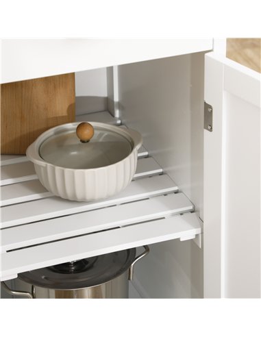 HOMCOM Compact Kitchen Trolley Utility Cart on Wheels with Wine Rack, Drawer, Open Shelf and Storage Cabinet for Dining Room, Wh