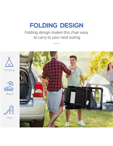 Outsunny Set of 2 Portable Folding Recliner Metal Outdoor Patio Chaise Lounge Chairs with Adjustable Backrest, Black