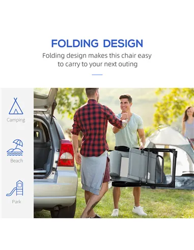 Outsunny Set of 2 Portable Folding Recliner Outdoor Patio Adjustable Backrest, Grey