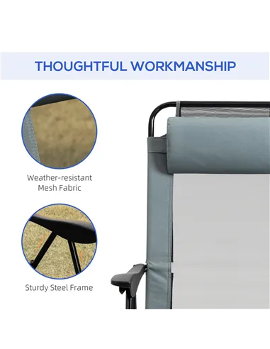 Outsunny Set of 2 Portable Folding Recliner Outdoor Patio Adjustable Backrest, Grey