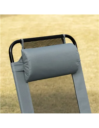 Outsunny Set of 2 Portable Folding Recliner Outdoor Patio Adjustable Backrest, Grey