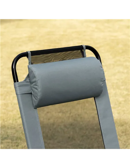 Outsunny Set of 2 Portable Folding Recliner Outdoor Patio Adjustable Backrest, Grey