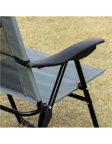 Outsunny Set of 2 Portable Folding Recliner Outdoor Patio Adjustable Backrest, Grey