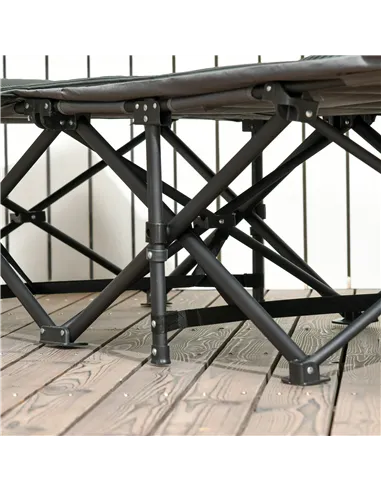 Outsunny Foldable Camp Bed, Padded Patio Camping Bed with Carry Bag, Magazine Bag and Cup Holder for Outdoor, Garden, Grey