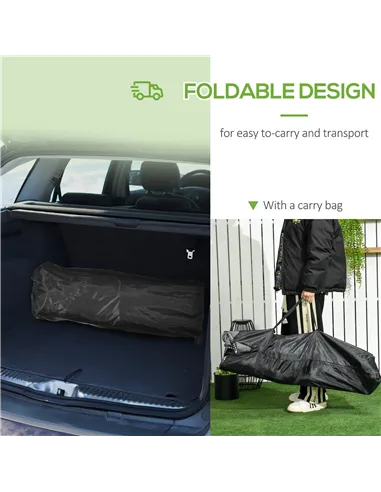 Outsunny Foldable Camp Bed, Padded Patio Camping Bed with Carry Bag, Magazine Bag and Cup Holder for Outdoor, Garden, Black