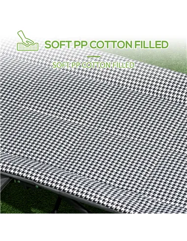 Outsunny Foldable Camp Bed, Padded Patio Camping Bed with Carry Bag, Magazine Bag and Cup Holder for Outdoor, Garden, Black