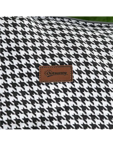 Outsunny Foldable Camp Bed, Padded Patio Camping Bed with Carry Bag, Magazine Bag and Cup Holder for Outdoor, Garden, Black