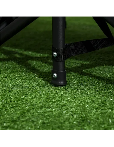 Outsunny Foldable Camp Bed, Padded Patio Camping Bed with Carry Bag, Magazine Bag and Cup Holder for Outdoor, Garden, Black