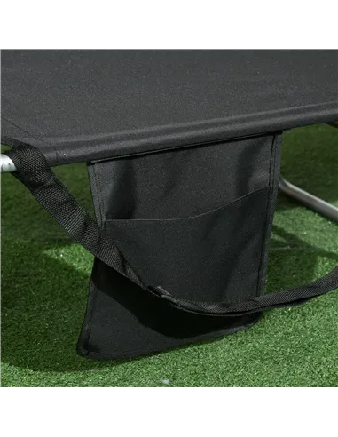 Outsunny Foldable Sun Lounger, Beach Chaise Lounge with Reading Hole, Arm Slots, 5-Position Adjustable Backrest, Side Pocket, Pi