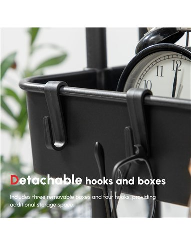 HOMCOM Three-Tier Home Trolley, with Handle and Wheels - Black