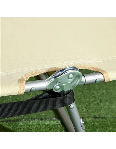 Outsunny Foldable Sun Lounger, Beach Chaise Lounge with Reading Hole, Arm Slots, 5-Position Adjustable Backrest, Side Pocket, Pi