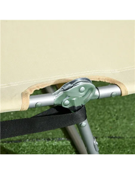 Outsunny Foldable Sun Lounger, Beach Chaise Lounge with Reading Hole, Arm Slots, 5-Position Adjustable Backrest, Side Pocket, Pi