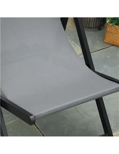 Outsunny Set of 2 Folding Garden Beach Aluminium Frame Deck Chairs Deckchairs Seaside Folding Garden Patio Lounger, Grey