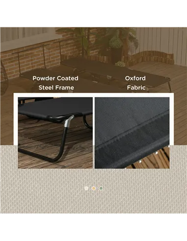 Outsunny Set of Two Folding Sun Loungers, with Adjustable Backs and Sun Canopies - Black