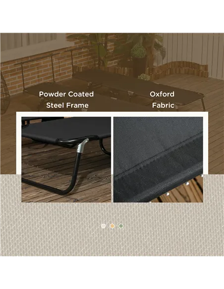 Outsunny Set of Two Folding Sun Loungers, with Adjustable Backs and Sun Canopies - Black