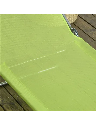 Outsunny Set of Two Steel Frame Sun Loungers, with Reclining Backs - Green