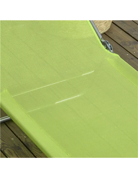 Outsunny Set of Two Steel Frame Sun Loungers, with Reclining Backs - Green