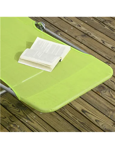 Outsunny Set of Two Steel Frame Sun Loungers, with Reclining Backs - Green