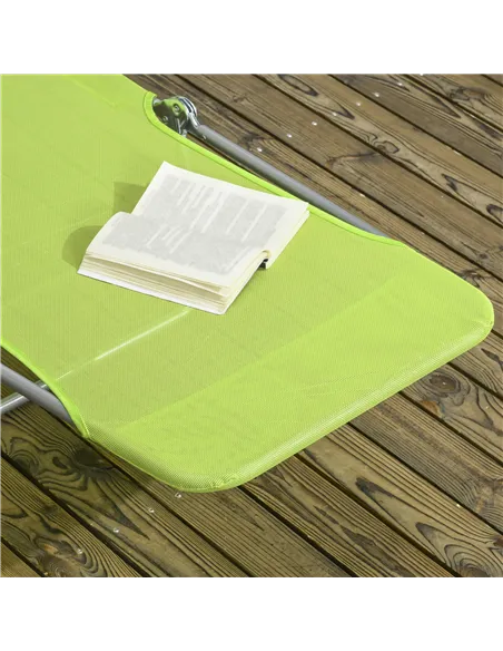 Outsunny Set of Two Steel Frame Sun Loungers, with Reclining Backs - Green