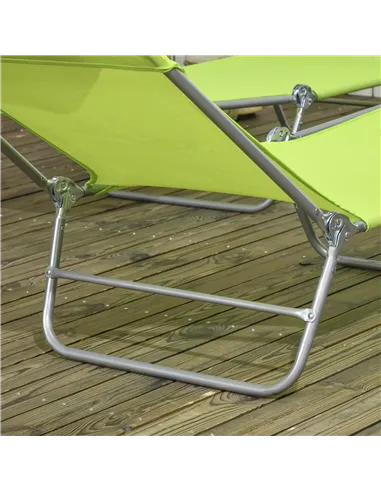 Outsunny Set of Two Steel Frame Sun Loungers, with Reclining Backs - Green