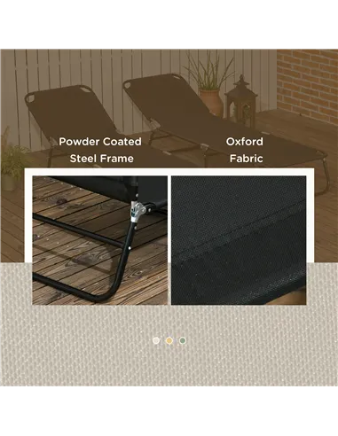 Outsunny Set of Two Metal Frame Folding Sun Loungers - Black