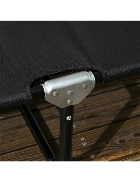 Outsunny Set of Two Metal Frame Folding Sun Loungers - Black