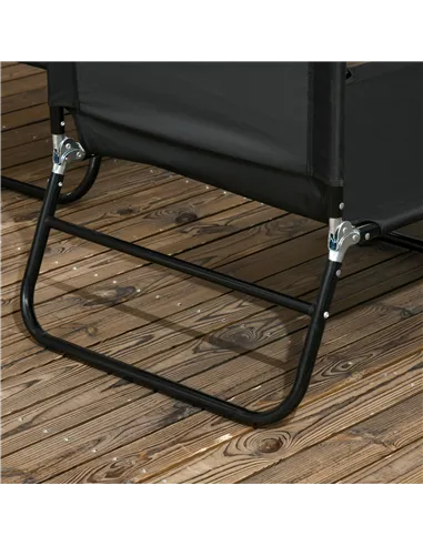 Outsunny Set of Two Metal Frame Folding Sun Loungers - Black