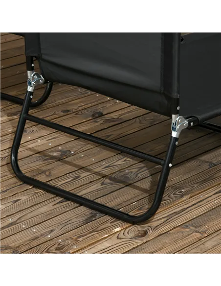 Outsunny Set of Two Metal Frame Folding Sun Loungers - Black