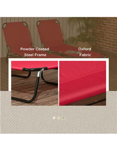 Outsunny Folding Sun Loungers Set of 2, Outdoor Day Bed with 5-Position Adjustable Backrest, Portable Recliner Garden Chairs wit