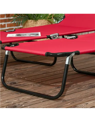 Outsunny Folding Sun Loungers Set of 2, Outdoor Day Bed with 5-Position Adjustable Backrest, Portable Recliner Garden Chairs wit