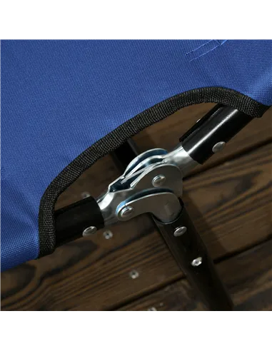 Outsunny Set of Two Metal Frame Folding Sun Loungers - Blue