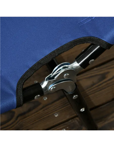 Outsunny Set of Two Metal Frame Folding Sun Loungers - Blue