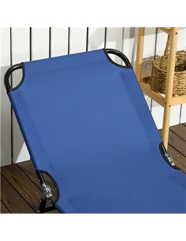 Outsunny Set of Two Metal Frame Folding Sun Loungers - Blue