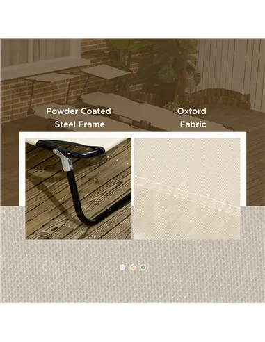 Outsunny 2 Piece Folding Sun Loungers with Canopy, Adjustable Recliner Garden Chairs with Side Pocket, Steel Frame and Breathabl