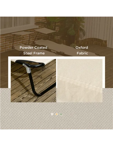 Outsunny 2 Piece Folding Sun Loungers with Canopy, Adjustable Recliner Garden Chairs with Side Pocket, Steel Frame and Breathabl