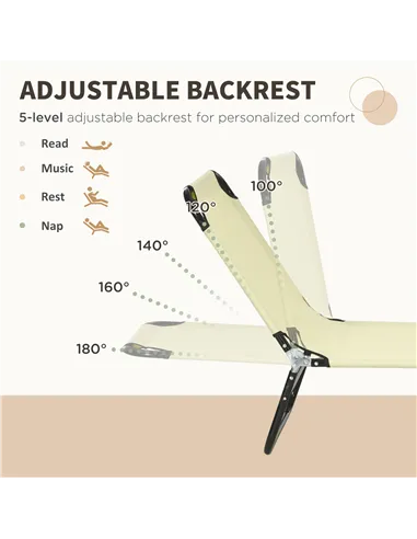 Outsunny Set of Two Metal Frame Folding Sun Loungers - Beige