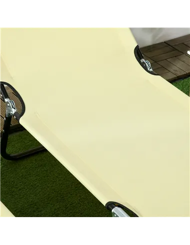 Outsunny Set of Two Metal Frame Folding Sun Loungers - Beige