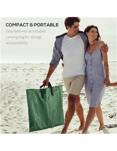 Outsunny Set of Two Metal Frame Beach Chairs, with Reclining Backs - Green