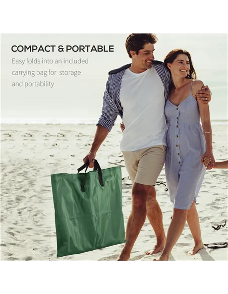 Outsunny Set of Two Metal Frame Beach Chairs, with Reclining Backs - Green